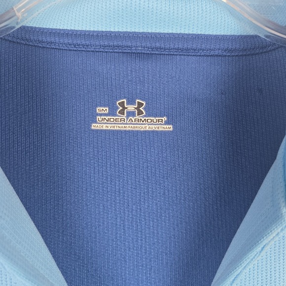 Under Armour Women's Blue V Nexk Golf Shirt Size‎ Small Two Tone Blue Buttonless - Picture 4 of 7